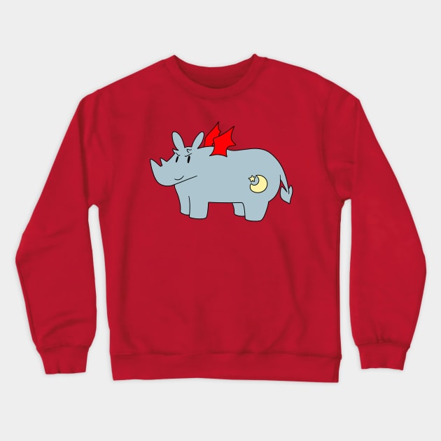 Red Devil Rhino Crewneck Sweatshirt by saradaboru